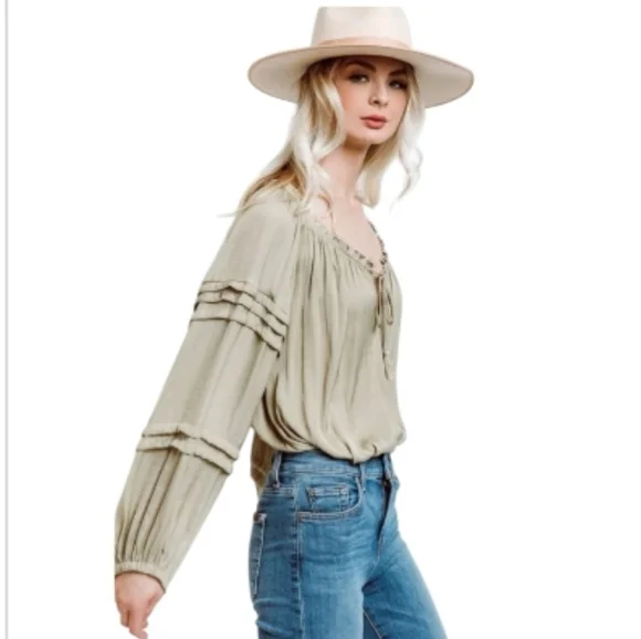 Free People Intimately All Tucks Bodysuit in Salt Marsh Sz Large - Picture 2 of 16